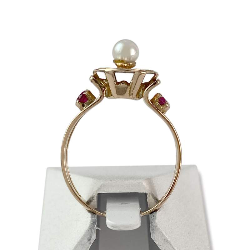 Bague d'occasion or 750 jaune perle de culture pierre synthetique - vue 3