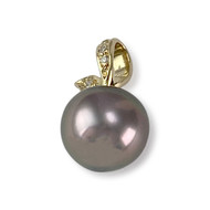 Pendentif d'occasion or 750 jaune perle de tahiti diamant