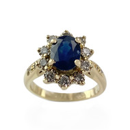 Bague d'occasion or 750 jaune saphir diamant