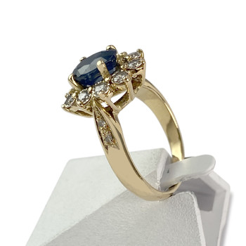 Bague d'occasion or 750 jaune saphir diamant