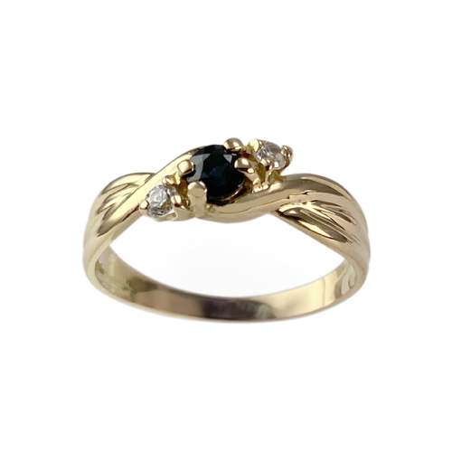 Second hand ring gold 750 yellow sapphire zirconias