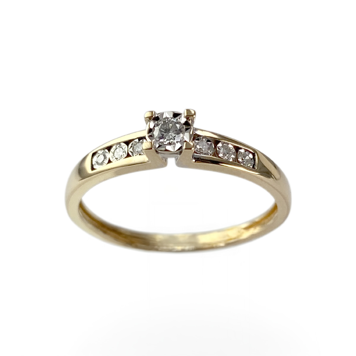 Second-hand gold ring 750 yellow diamond diamond