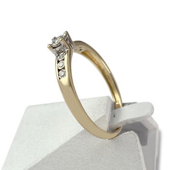 Tweedehands gouden 750 gele diamanten ring