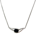 Collier d'occasion or 750 blanc saphir diamant - vue 1