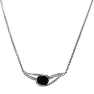 Collier d'occasion or 750 blanc saphir diamant