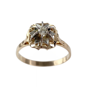 Tweedehands gouden 750 gele diamanten ring