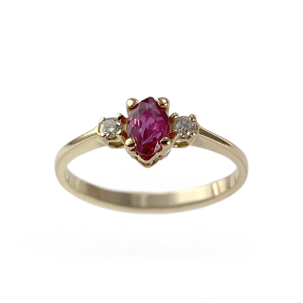 Second-hand gold 750 yellow ruby diamond ring