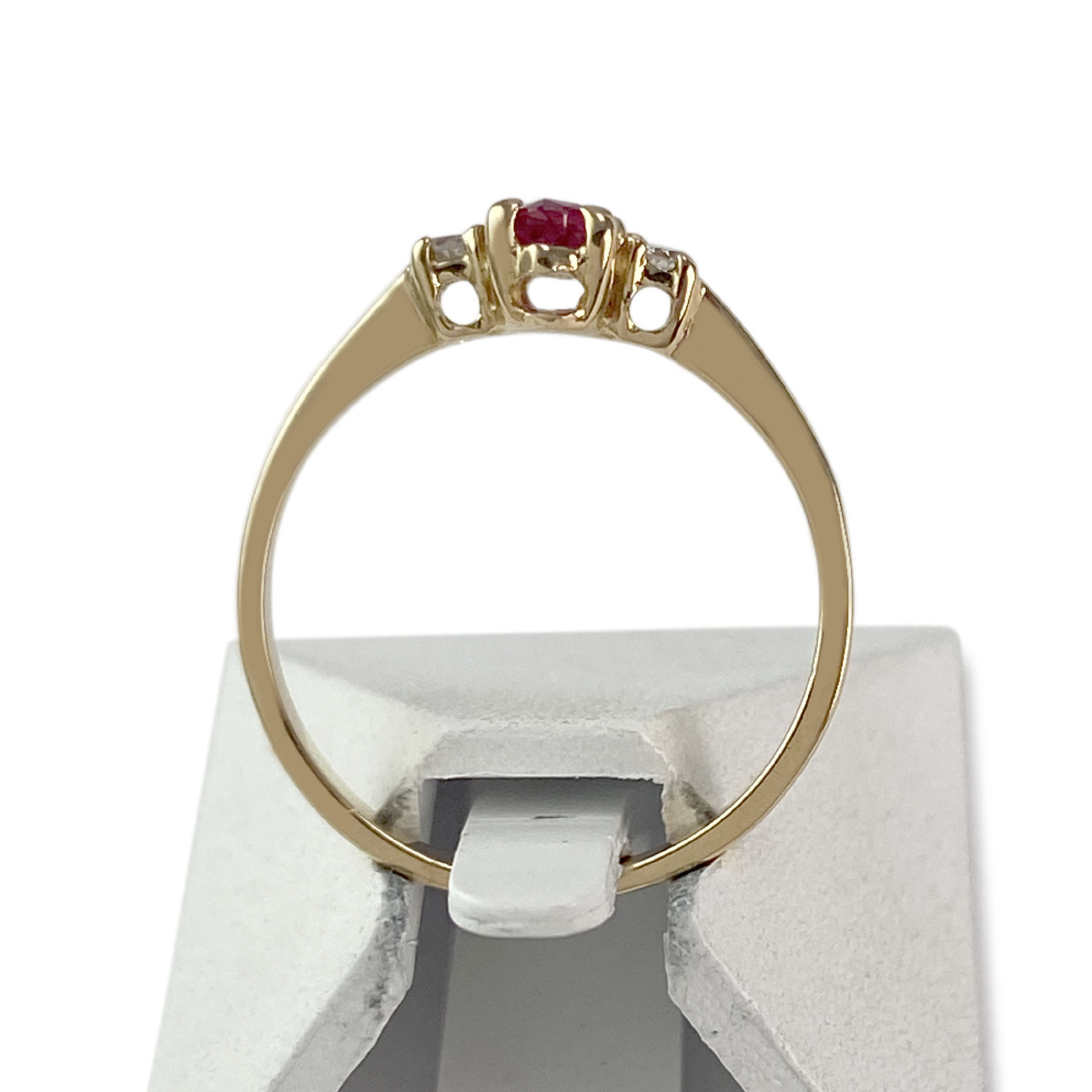 Second-hand gold 750 yellow ruby diamond ring - view 3