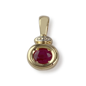 Pendentif d'occasion or 750 2 tons rubis
