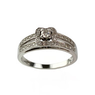 Bague d'occasion or 750 blanc diamant