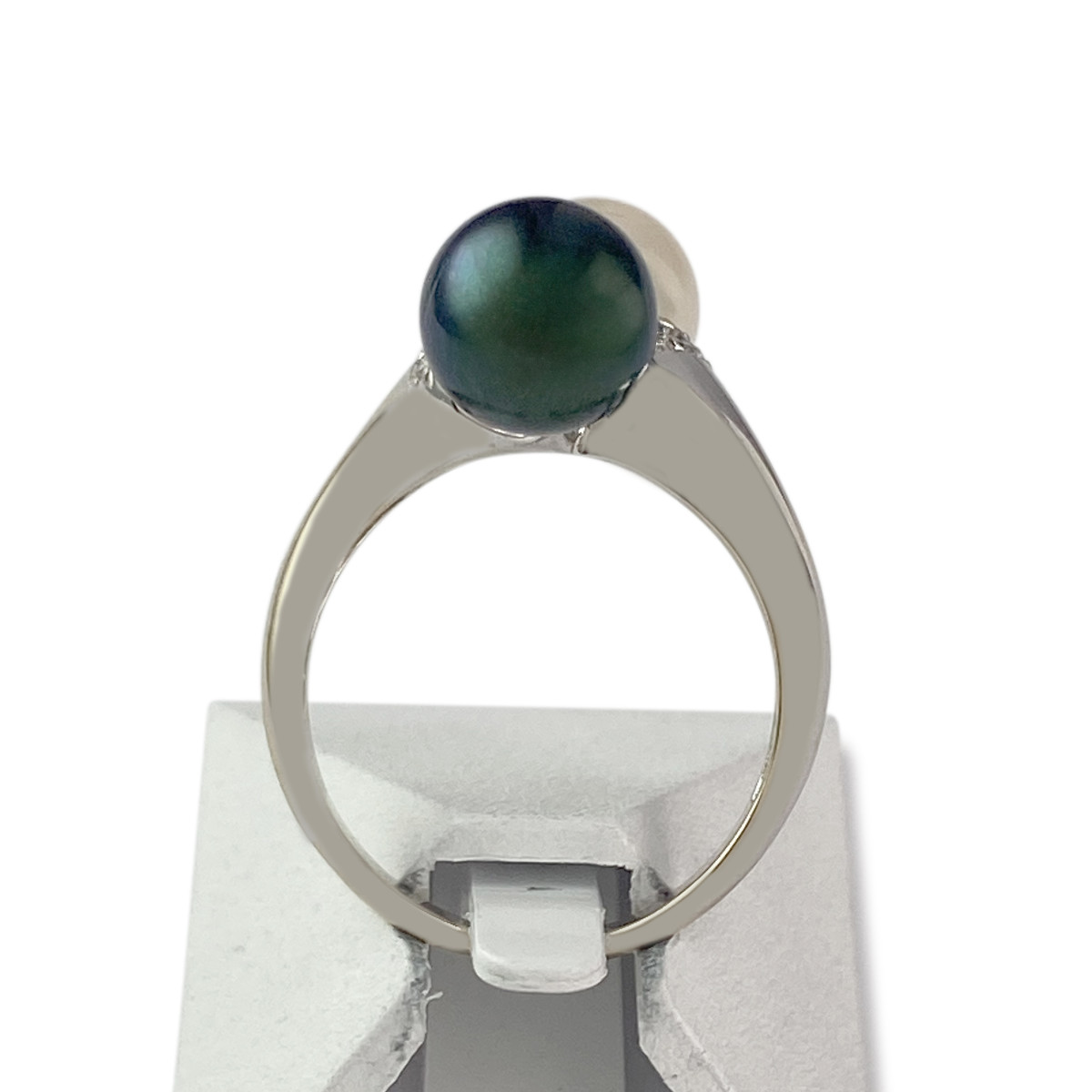 Bague d'occasion or 750 blanc perle de culture de chine perle de culture de chine diamant - vue 3