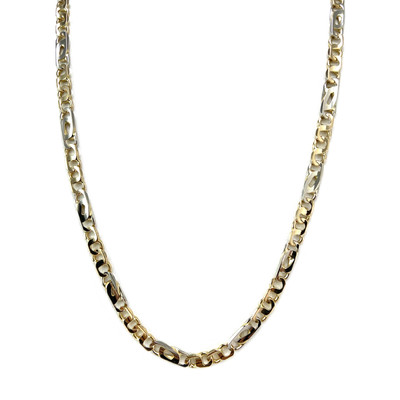 Used 750 yellow gold chain with horse-shaped links and alternating links, 64 cm