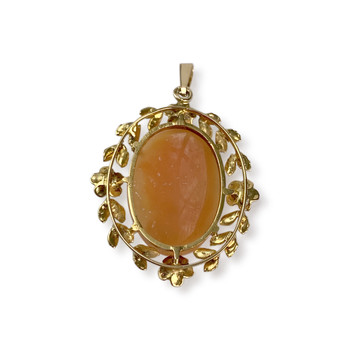 Pendentif d'occasion or 750 jaune perle fine camee