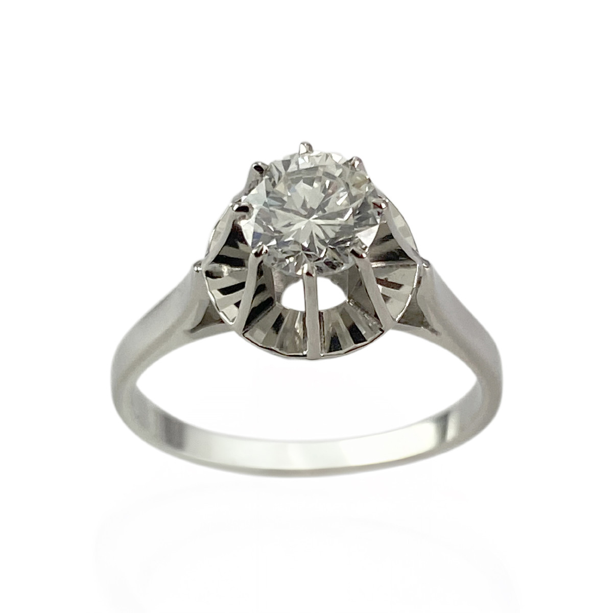 Bague d'occasion or 750 blanc diamant