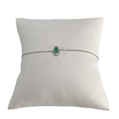 Bracelet d'occasion or 375 blanc emeraude diamant - vue 1