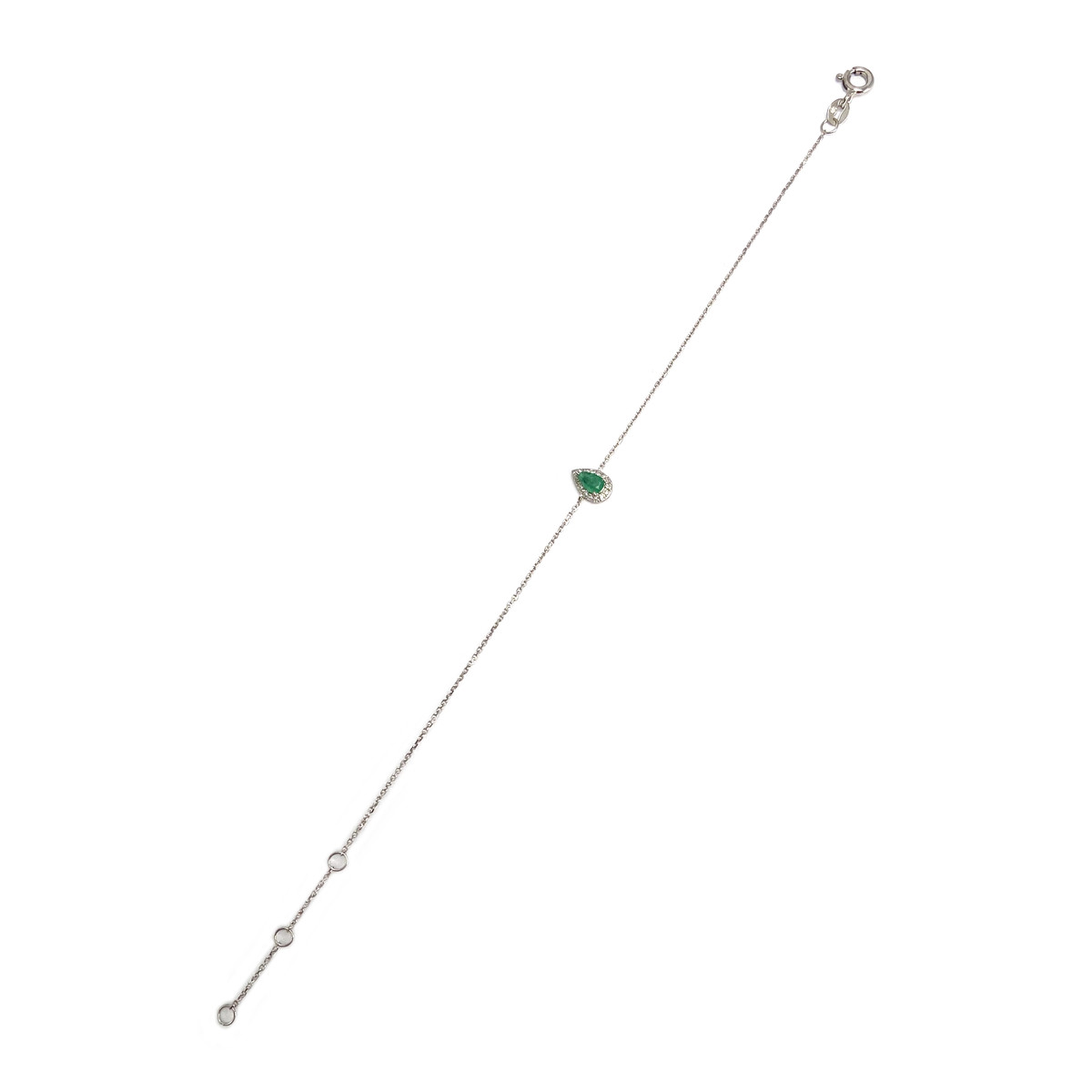 Bracelet d'occasion or 375 blanc emeraude diamant - vue 2