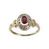 Second-hand gold 750 yellow ruby diamond ring - vue V1