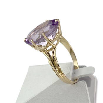 Second-hand gold ring 750 yellow amethyst