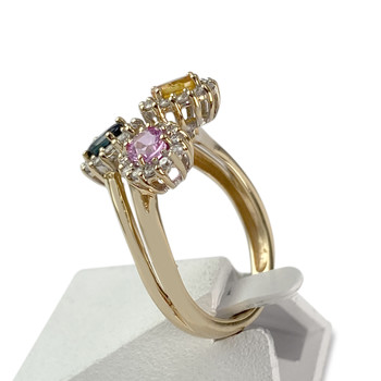 Bague d'occasion or 750 jaune saphir saphir rose saphir jaune diamant