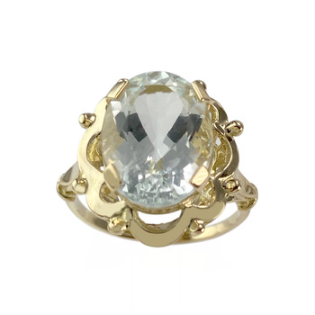 Second hand gold 750 yellow aquamarine ring