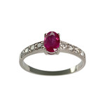 Bague d'occasion or 750 blanc rubis diamants - vue 1