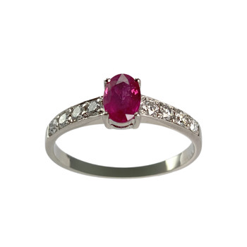 Second-hand gold ring 750 white ruby diamonds