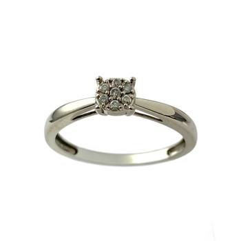 Solitaire d'occasion or 375 blanc diamants
