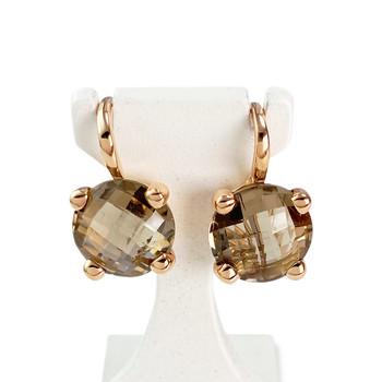 Boucles d'oreilles d'occasion or 750 rose quartz fumé