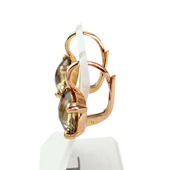 Boucles d'oreilles d'occasion or 750 rose quartz fumé