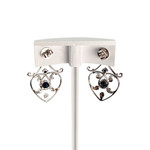 Boucles d'oreilles d'occasion or 750 blanc saphirs diamants - vue 3