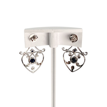 Boucles d'oreilles d'occasion or 750 blanc saphirs diamants