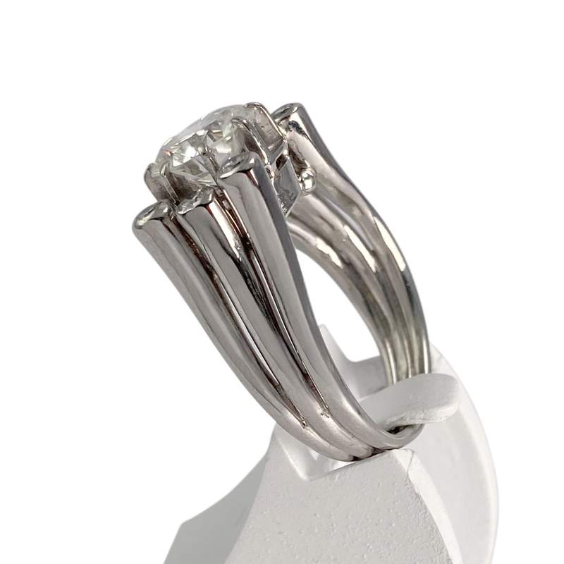 Tweedehands ring van grijs platina met diamant - afbeelding 2