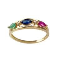 Bague d'occasion or 750 jaune diamant saphir rubis émeraude