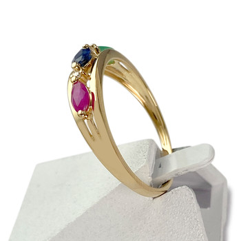 Bague d'occasion or 750 jaune diamant saphir rubis émeraude