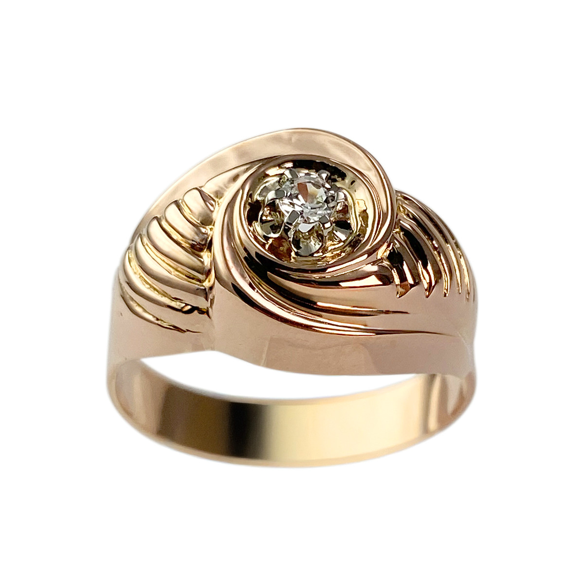 Bague d'occasion or 750 rose spinelle synthétique