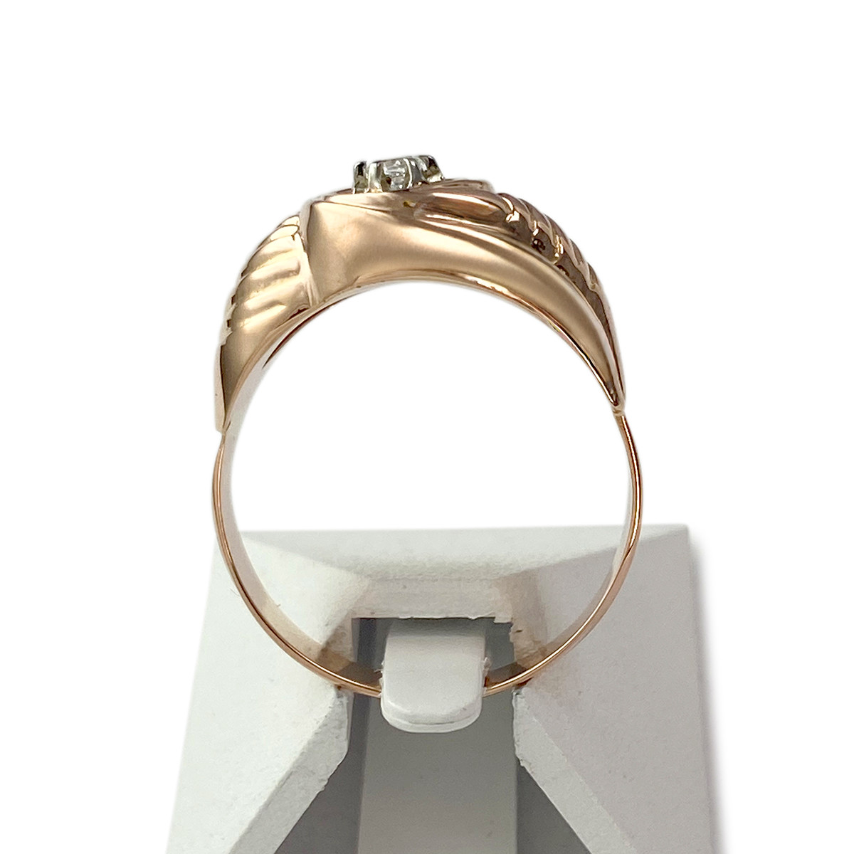 Bague d'occasion or 750 rose spinelle synthétique - vue 3