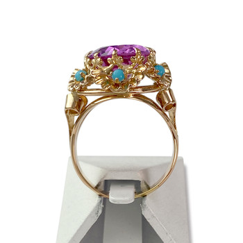 Bague d'occasion or 750 jaune turquoise corindon