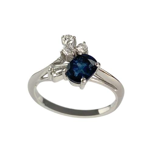 Bague d'occasion or 585 blanc saphir diamant