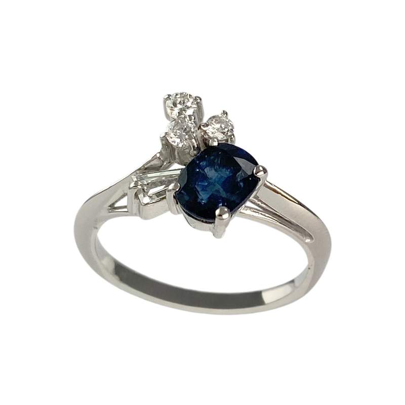 Bague d'occasion or 585 blanc saphir diamant - vue 1