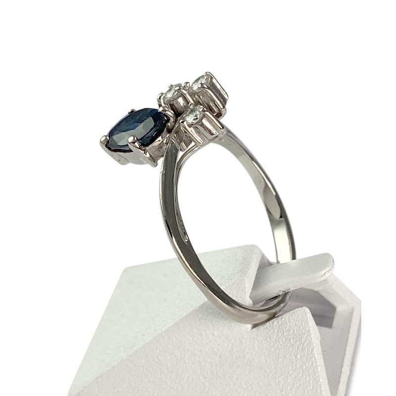 Bague d'occasion or 585 blanc saphir diamant - vue 2