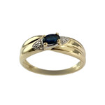 Bague d'occasion  or 750 2 tons diamants saphir - vue 1