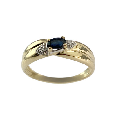 Bague d'occasion  or 750 2 tons diamants saphir - vue 1