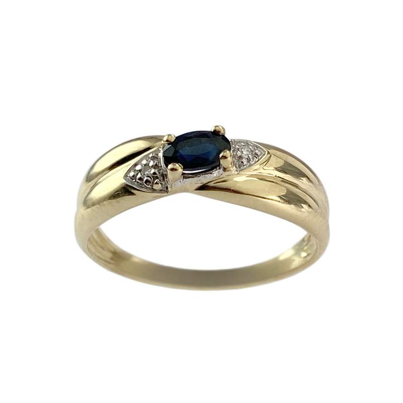 Bague d'occasion  or 750 2 tons diamants saphir - vue 1