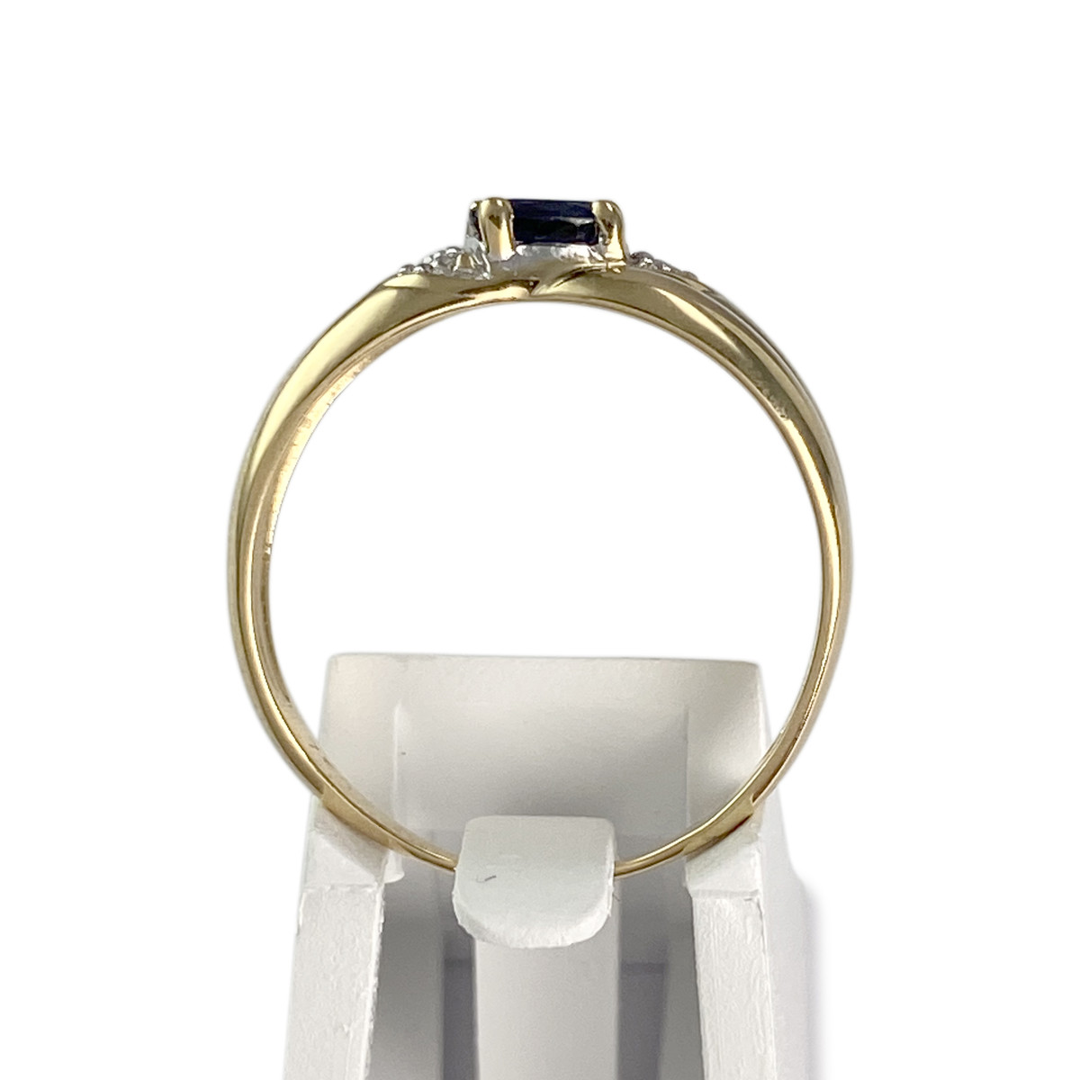 Bague d'occasion  or 750 2 tons diamants saphir - vue 3