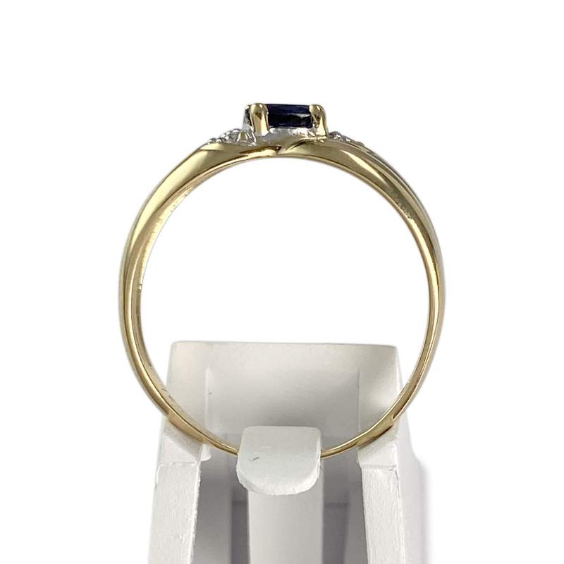 Bague d'occasion  or 750 2 tons diamants saphir - vue 3