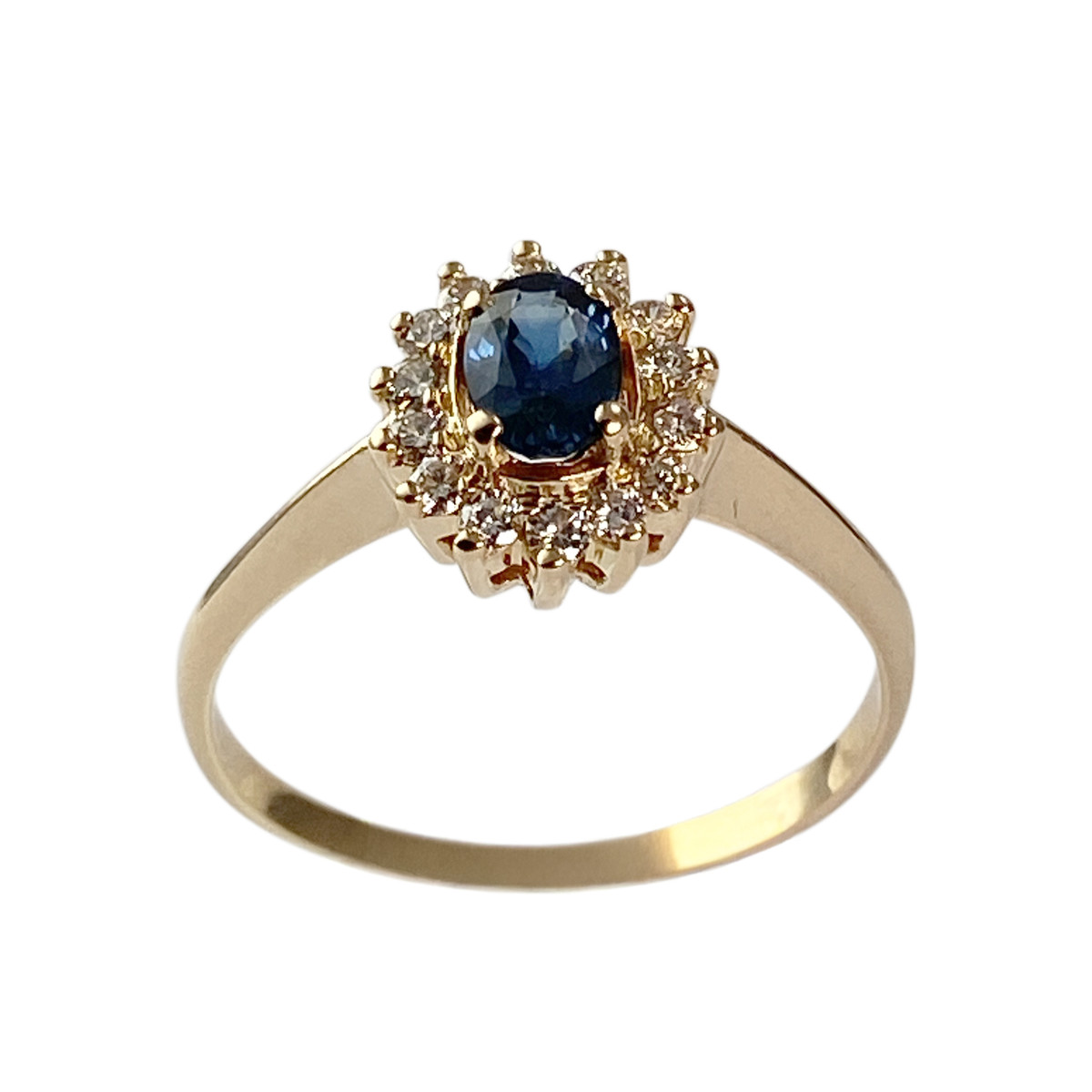 Bague d'occasion or 750 jaune saphir diamant