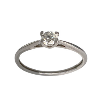 Tweedehands gouden 750 witte diamanten ring