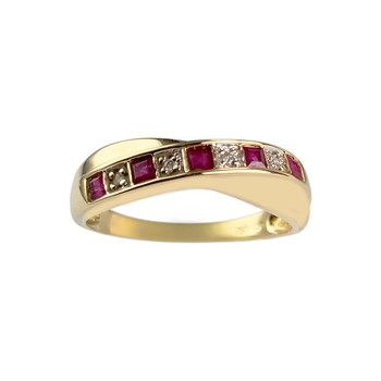 Bague d'occasion or 750 jaune rubis diamant