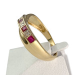 Bague d'occasion or 750 jaune rubis diamant - vue 3