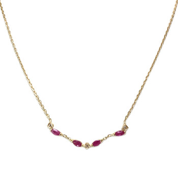 Collier d'occasion or 750 jaune maille forcat rubis diamant